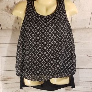 NWT By & By Black/White High Low Top